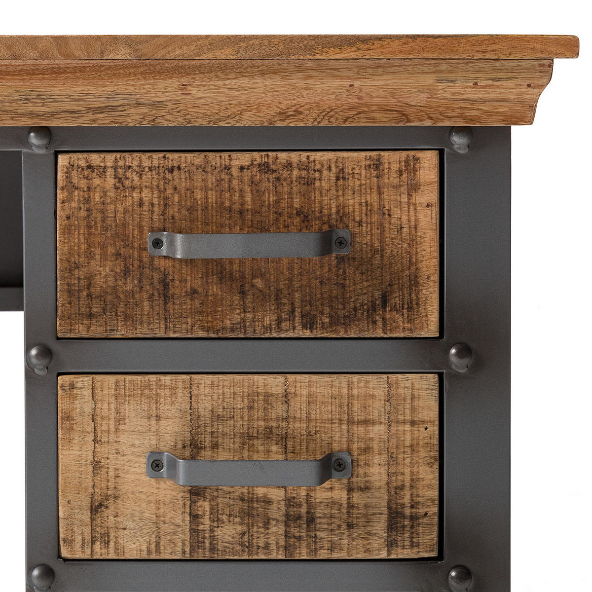 SCHREIBTISCH - Mango massiv / Metall - Mango / Silber - Braun, Holz/Metall (60/140/76cm) - home24