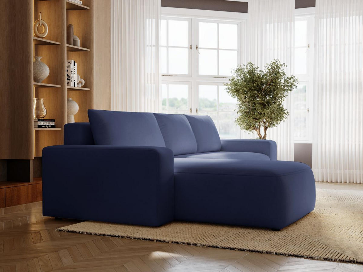 ECKSOFA Tazones Dunkelblau Links - Dunkelblau, Holz/Kunststoff (250/165cm) - Graingold