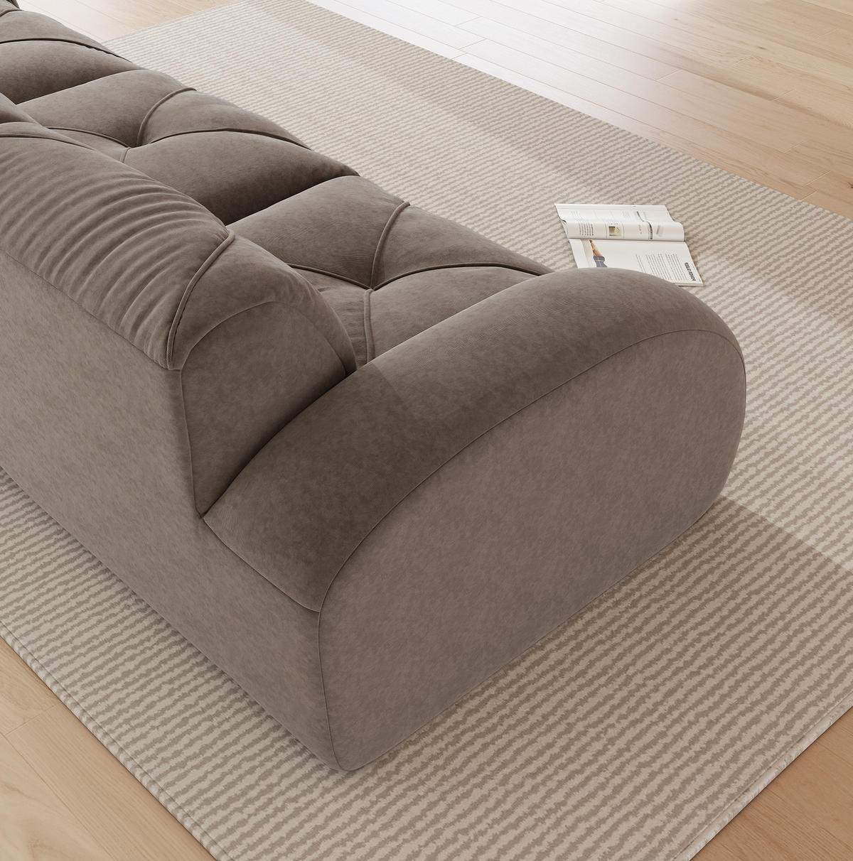 SOFA modular rahmenlos Chenille Braun - Braun, Kunststoff (171/76/358.1cm) - Meubliv