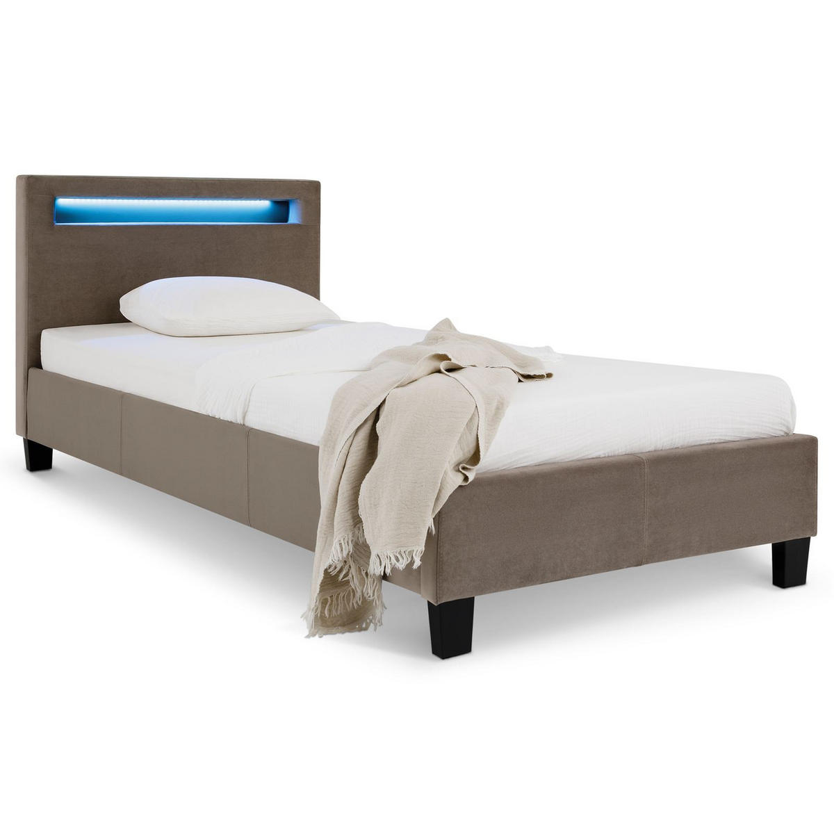 POLSTERBETT BAGO 90x200 cm - Greige, Textil (90/200cm) - IDIMEX