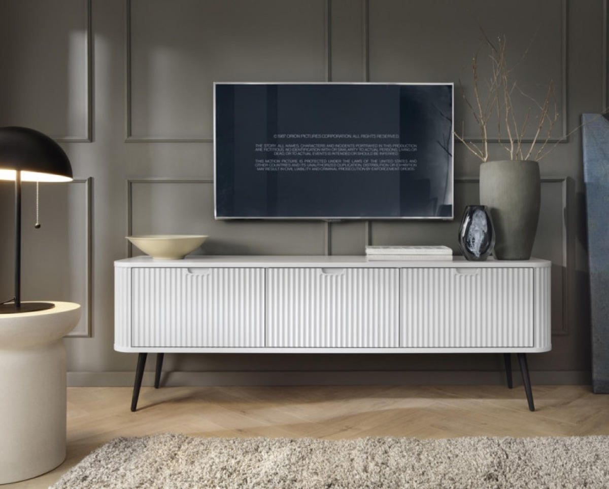 TV-SCHRANK Weiß ZOJA Gefräst - Schwarz/Weiß, Holzwerkstoff (168/56/39cm) - Sepro Meble