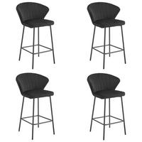 BARHOCKER 4-er Set GATTA schwarzer Sitz, schwarze Basis - Schwarz, Textil (43.5/90.5/36.5cm) - Valora
