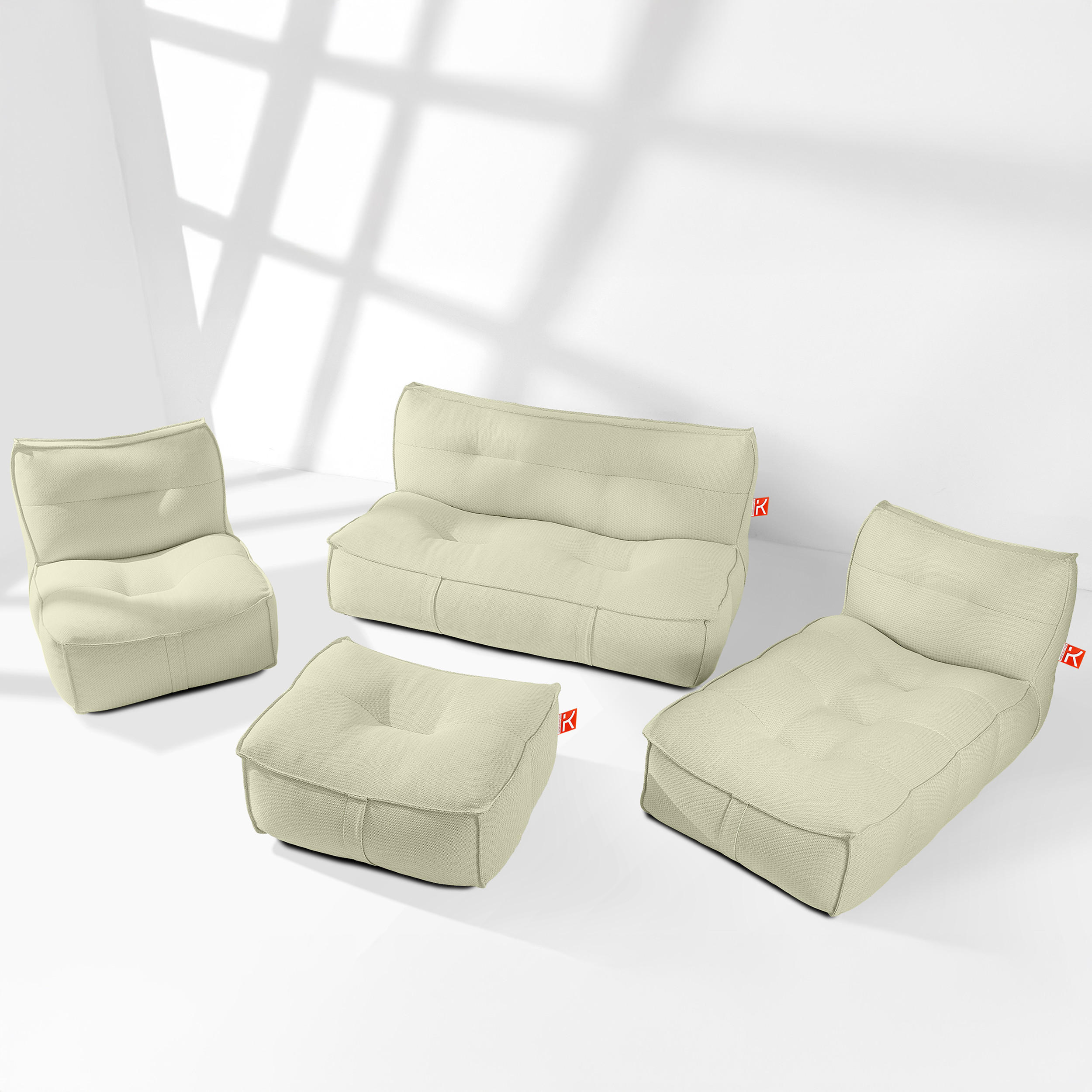 GARTENLOUNGE-SET LOVIA, Möbel-Set, Hellgrün/Weiß - Hellgrün, Textil - KONSIMO®