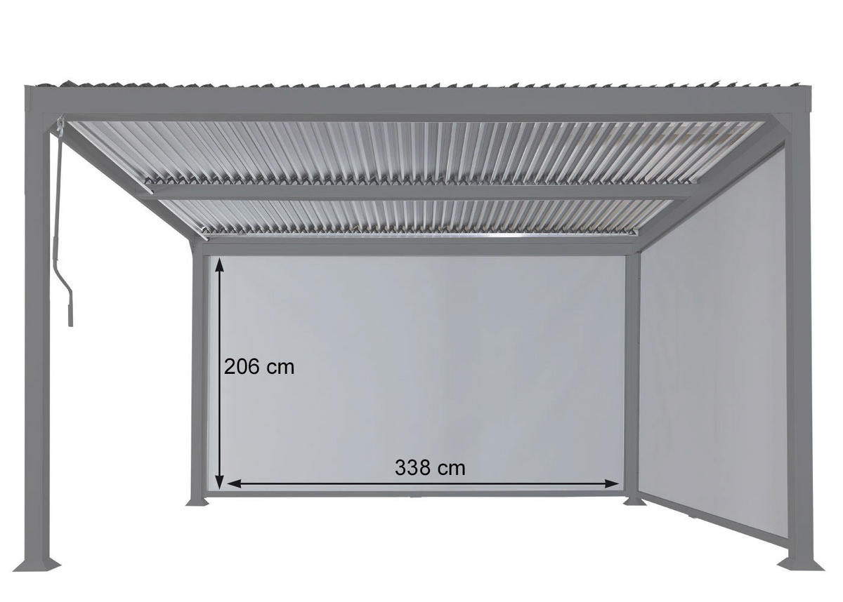SEITENWAND FÜR PERGOLA Anthrazit - Anthrazit, Textil (338/206/1cm) - MCW