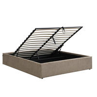 BETT mit Bettkasten 160 x 200 cm aus meliertem Stoff 170/36,50/214 cm - Braun, Holz (200/160cm) - Calicosy