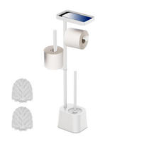 WC-GARNITUR - Weiß, Kunststoff/Metall (29/65.5/11.5cm) - Relaxdays