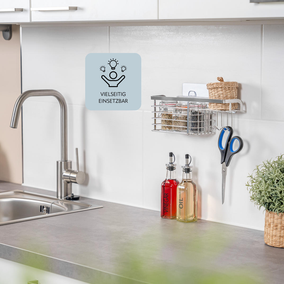 ABLAGEKORB, silber - Edelstahlfarben, Metall (28/10/9.5cm) - bremermann