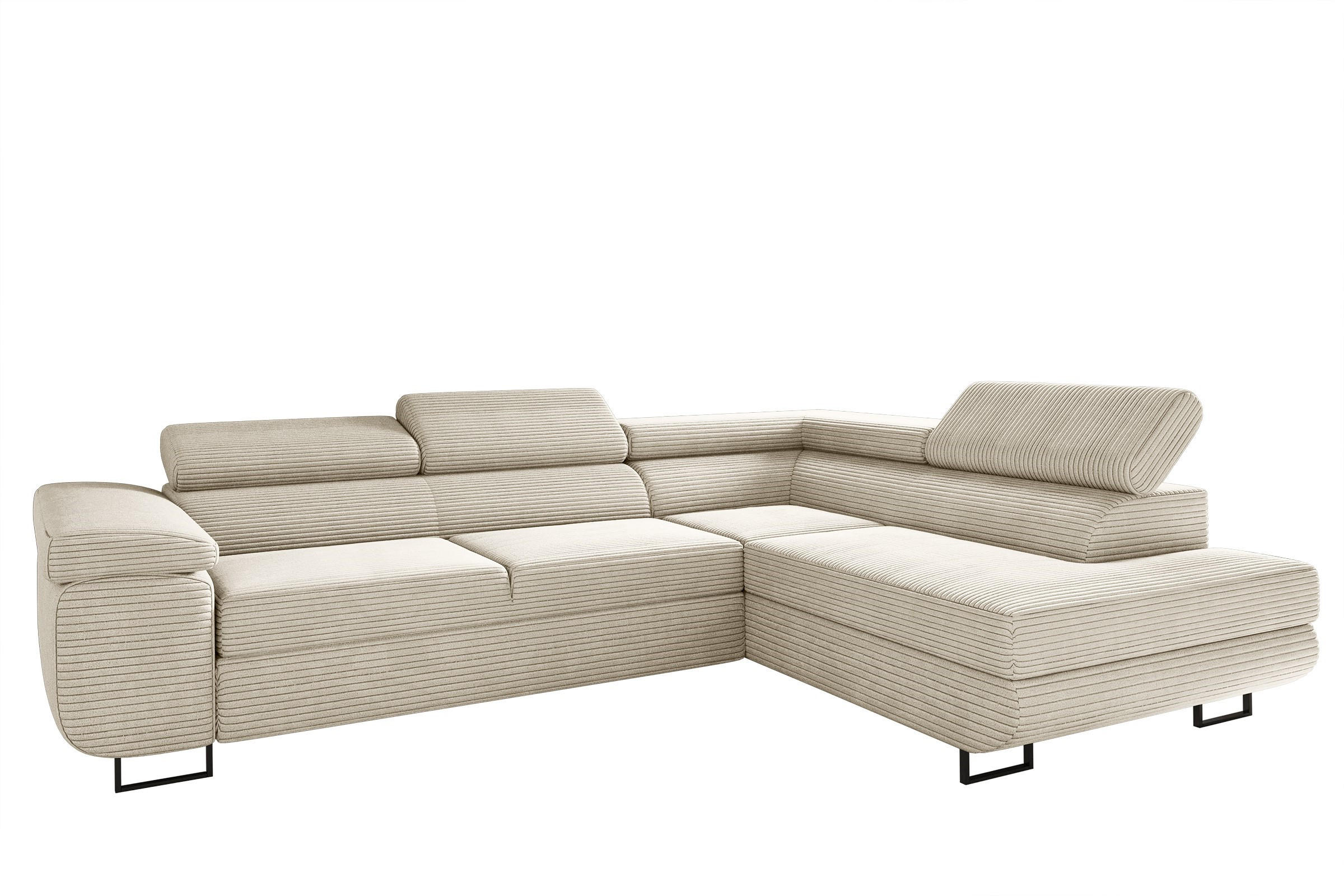 ECKSOFA ATOMIC Mit Schlaffunktion, Stoff Poso, Beige, Rechts - Beige, Holz (277/203cm) - Kaiser Möbel