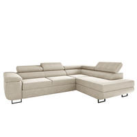 ECKSOFA ATOMIC Mit Schlaffunktion, Stoff Poso, Beige, Rechts - Beige, Holz (277/203cm) - Kaiser Möbel
