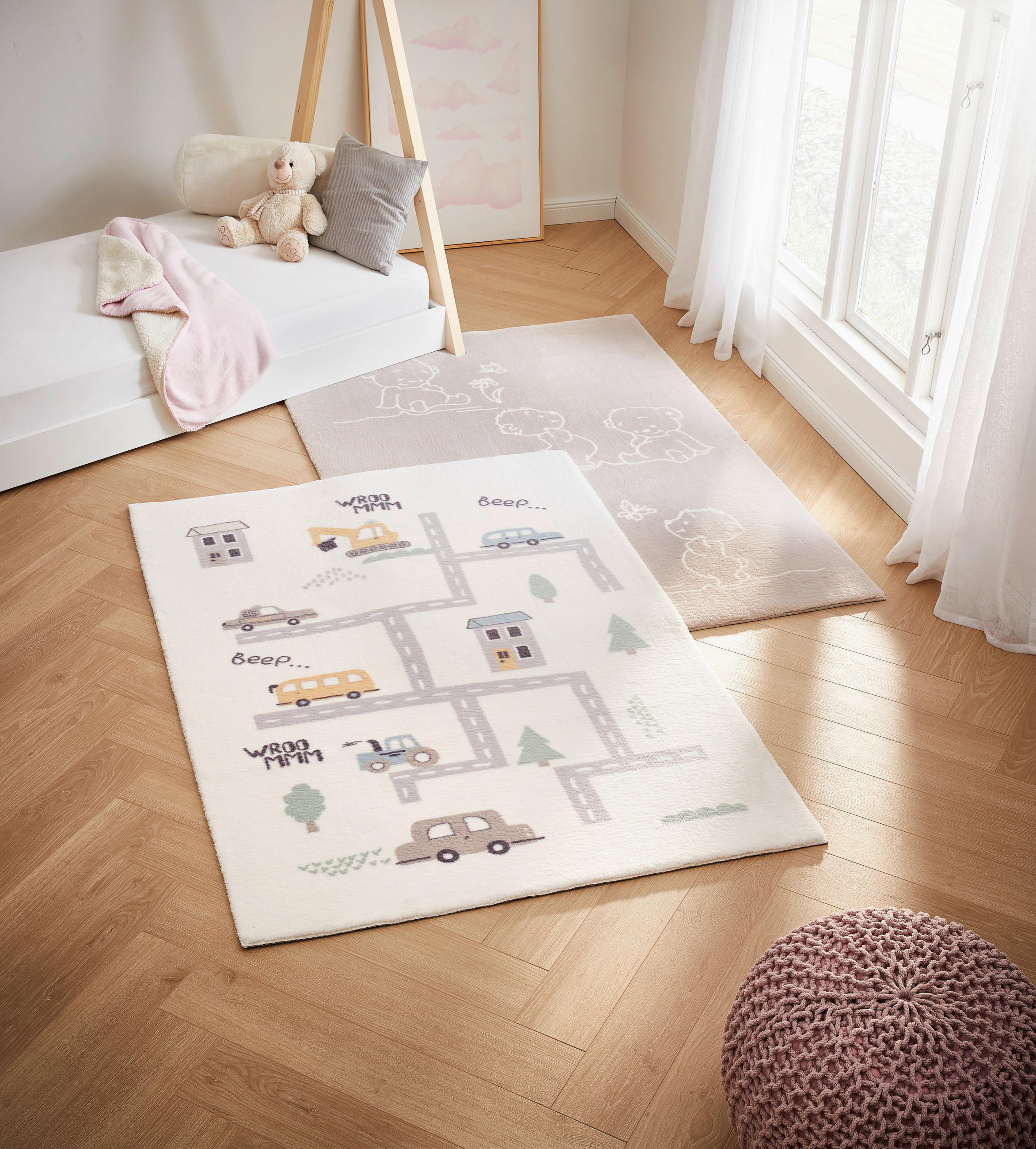Kinderteppiche mit Autos und Bärchen