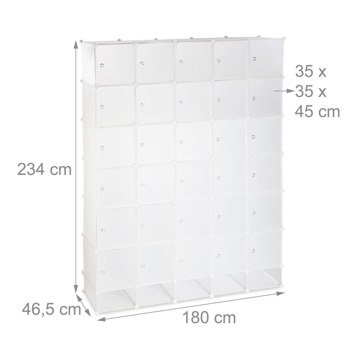 KLEIDERSCHRANK - Weiß, Kunststoff/Metall (180/234/46.5cm) - Relaxdays