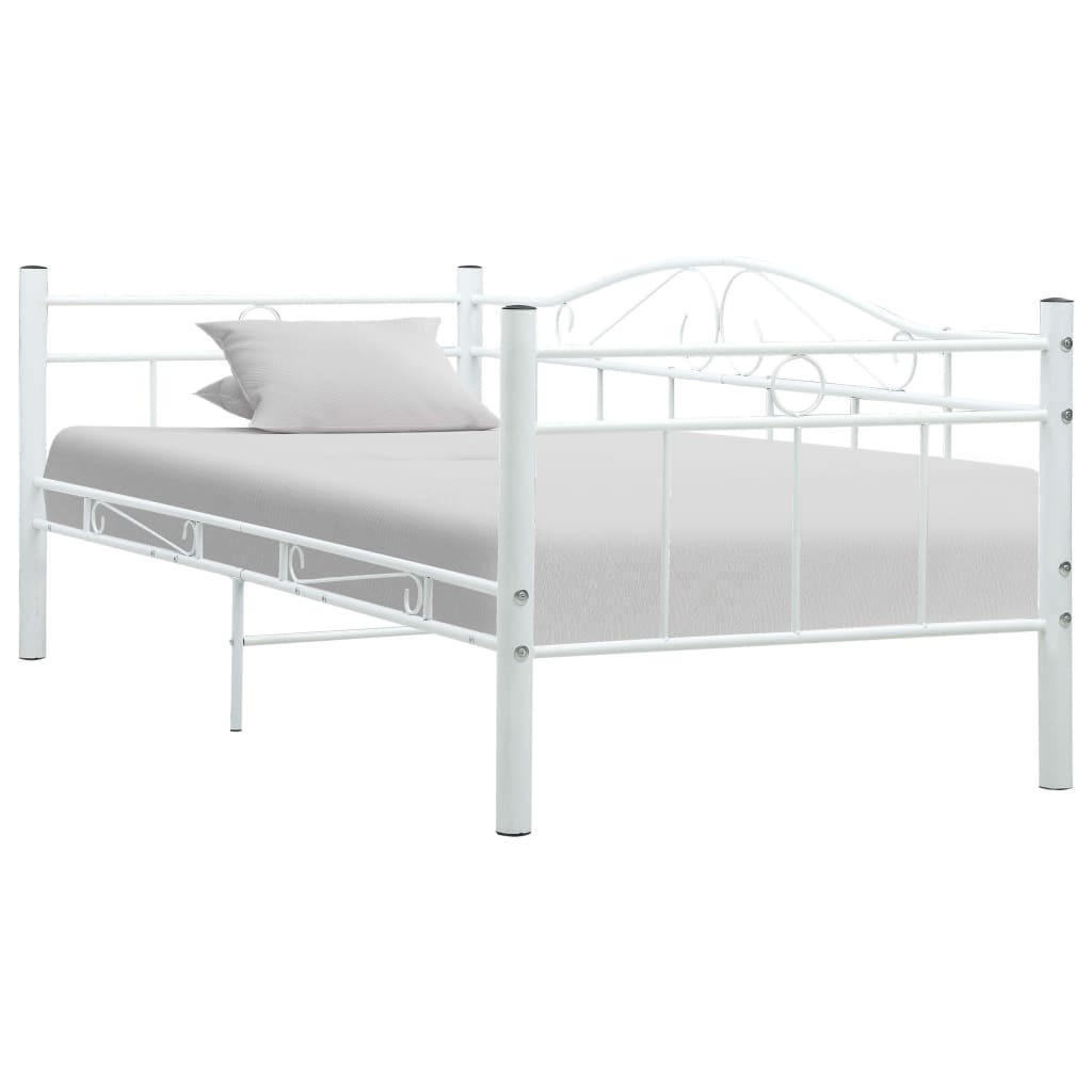 TAGESBETT-RAHMEN Weiß Metall 90×200 cm - Weiß, Metall (97/74.5/206cm) - furnicato
