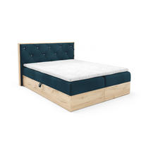 BOXBETT Holzoptik Sonoma Eiche mit Topper 120x200 cm Blaugrün - Blau, Textil (120/200cm) - Home Collective