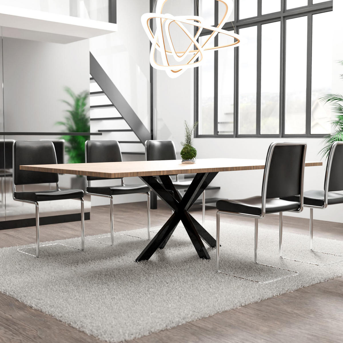 TISCHBEIN eckig 68/120/71 cm Metall schwarz - Schwarz, Metall (68/71/120cm) - CLP