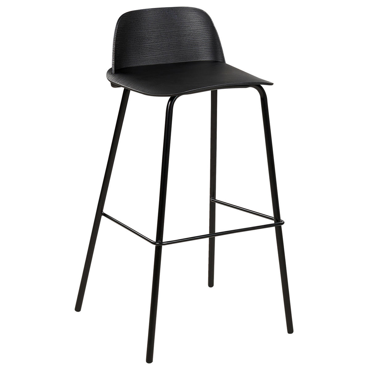 BARHOCKER 4er-Set Kunststoff Schwarz Mora - Schwarz, Kunststoff/Metall (48/90/35cm) - Beliani