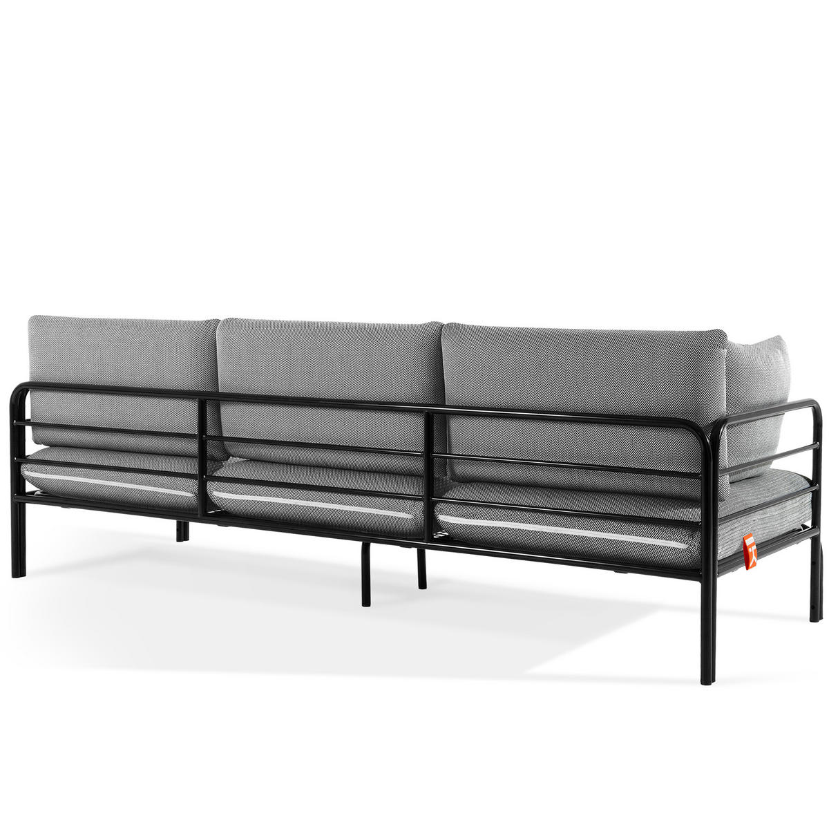 GARTENSOFA RAMBE 3-Personen mit Kissen, Anthrazit - Anthrazit/Schwarz, Textil/Metall (225/80/80cm) - KONSIMO®