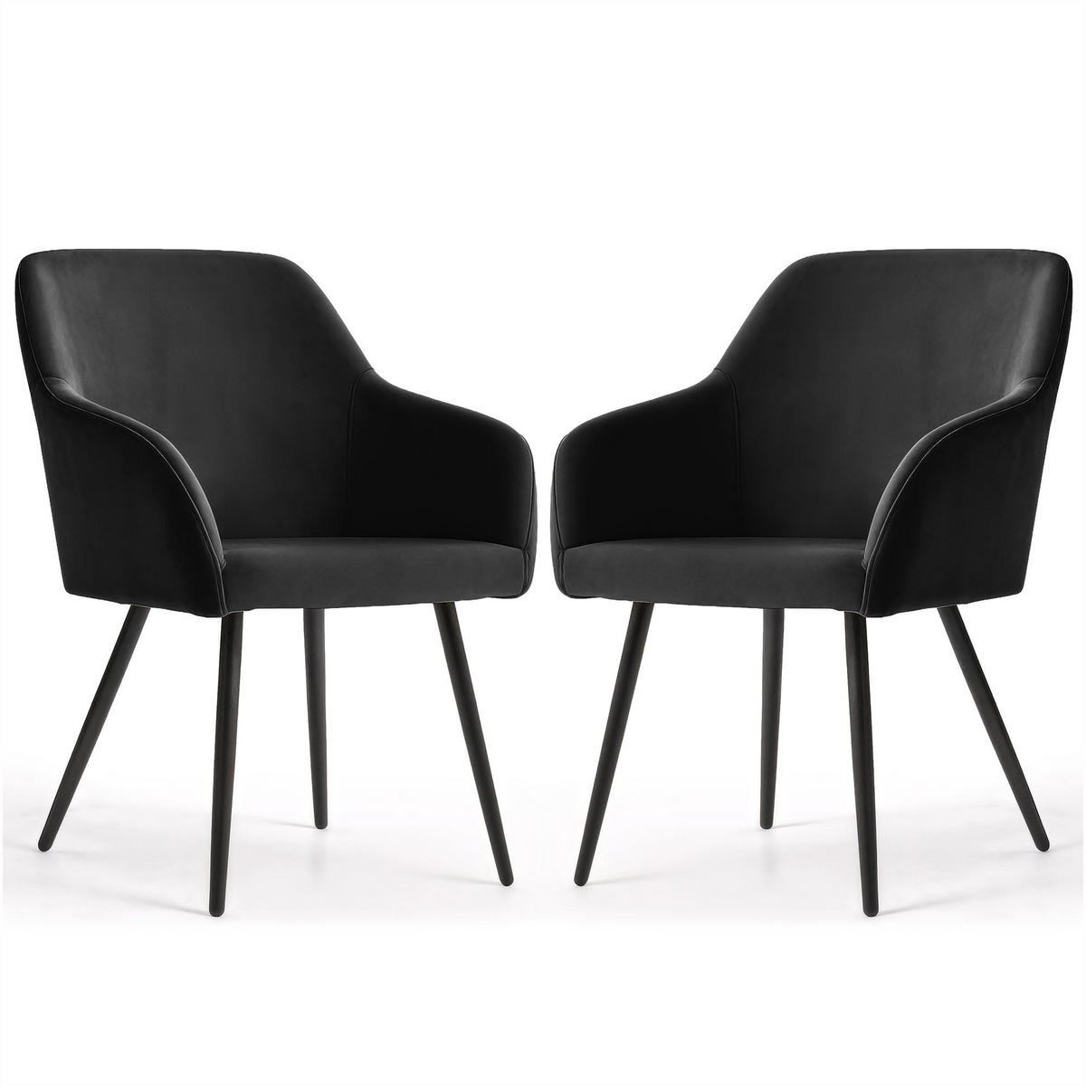 POLSTERSTUHL 2er Set, Metallbeine Schwarz, Schwarz 54,5/83/58 - Schwarz, Textil (55/83/58cm) - RAUMHIRSCH FURNITURE