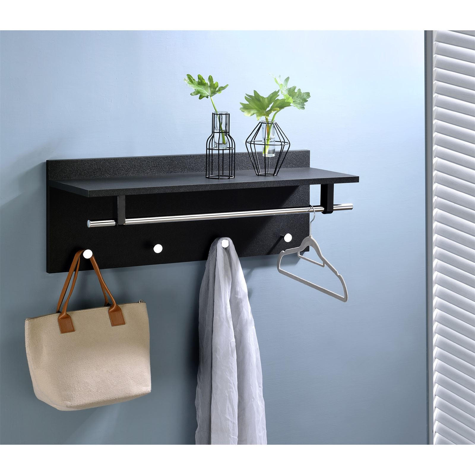 WANDGARDEROBE ULF - Schwarz, Holzwerkstoff (75/30/26cm) - IDIMEX