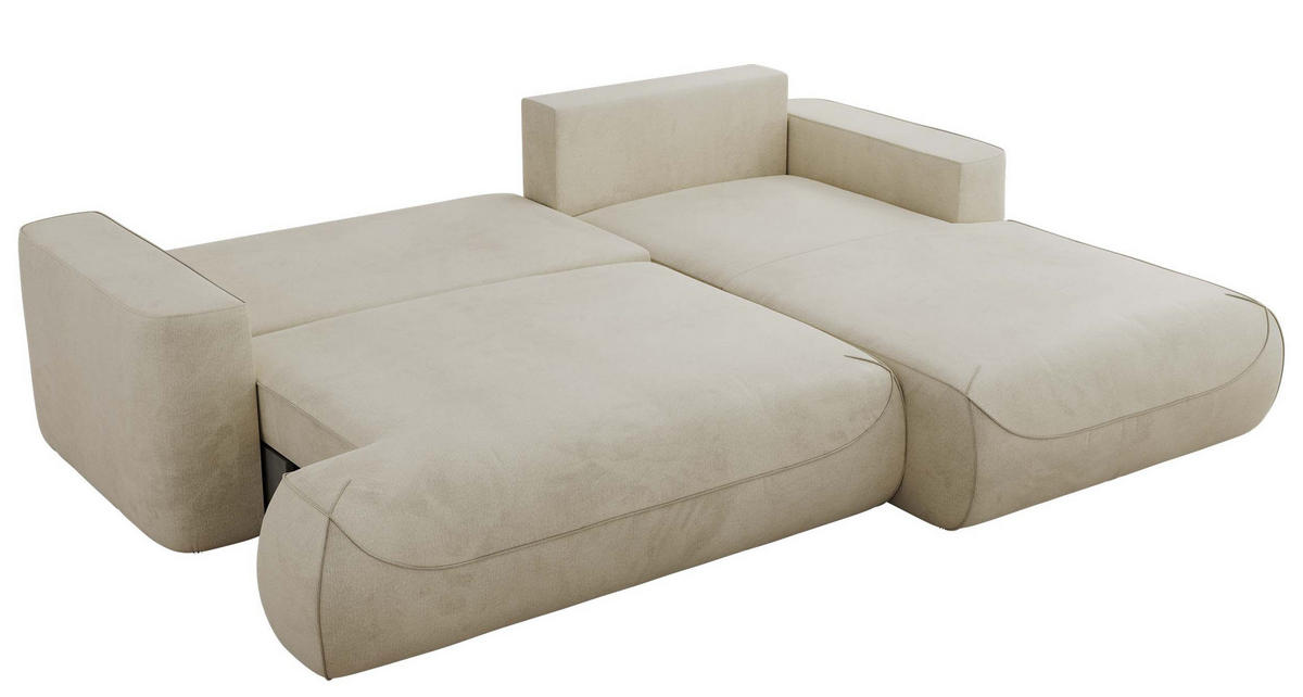 ECKSOFA OVO L Beige Velvet - Rechts Seite - Beige/Schwarz, Kunststoff/Textil (195/271cm) - MKS