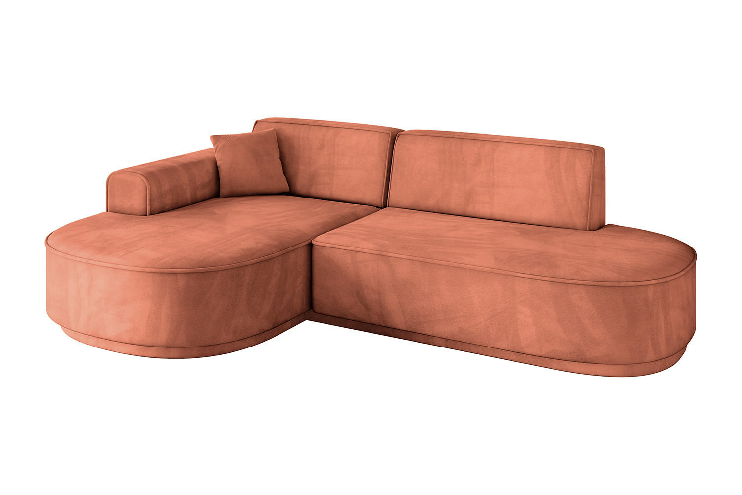 ECKSOFA Ottomane Links MARI-L1-v3 - 243x171x83 cm Koralle Velours - Koralle/Schwarz, Holzwerkstoff/Kunststoff (243/171cm) - ALTDECOR