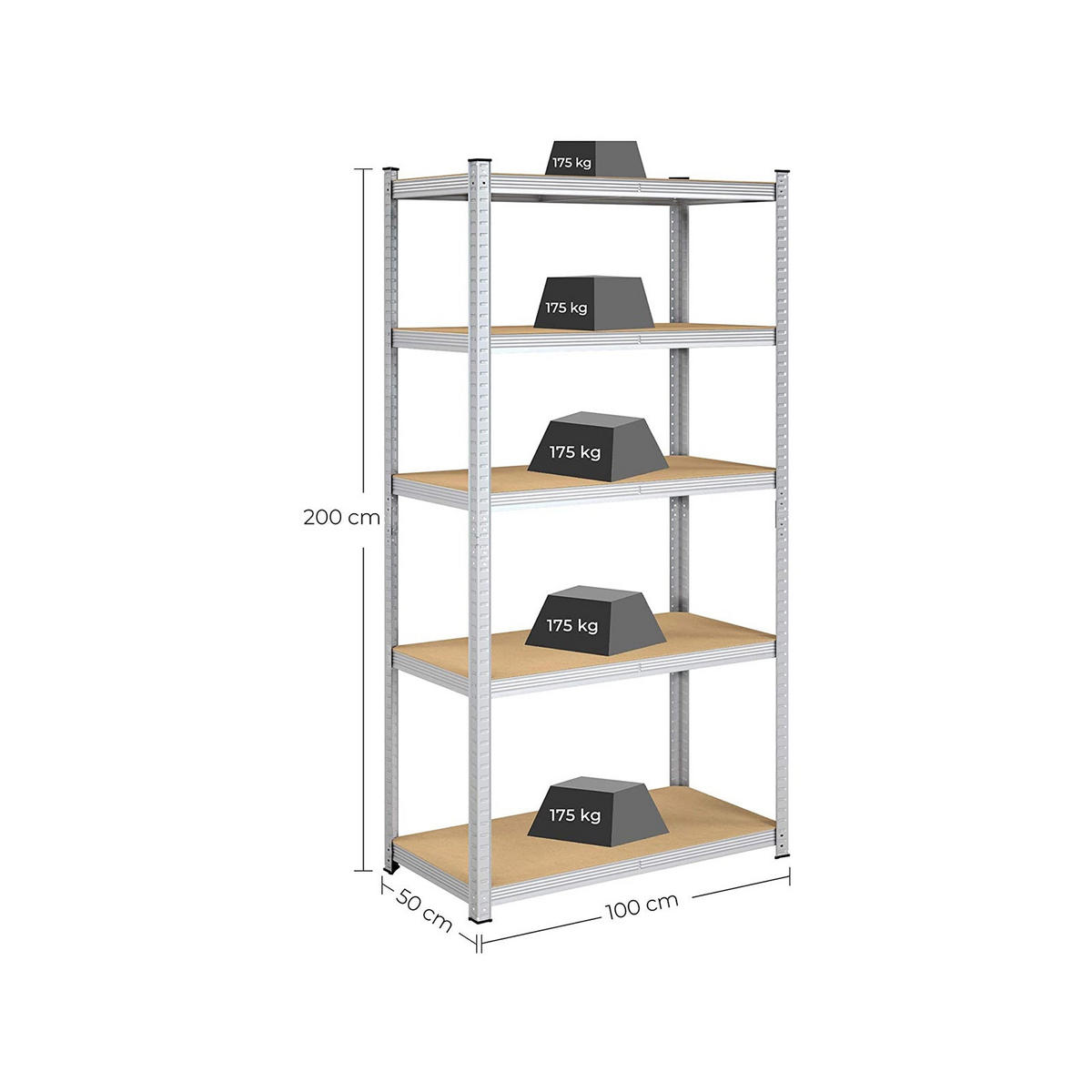 STANDREGAL - Silberfarben, Metall (100/200/50cm) - Hansiro