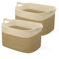WÄSCHEKORB 2-teiliges Set Baumwolle 63L Jute & Weiß - Multicolor, Naturmaterialien (55/38/30cm)