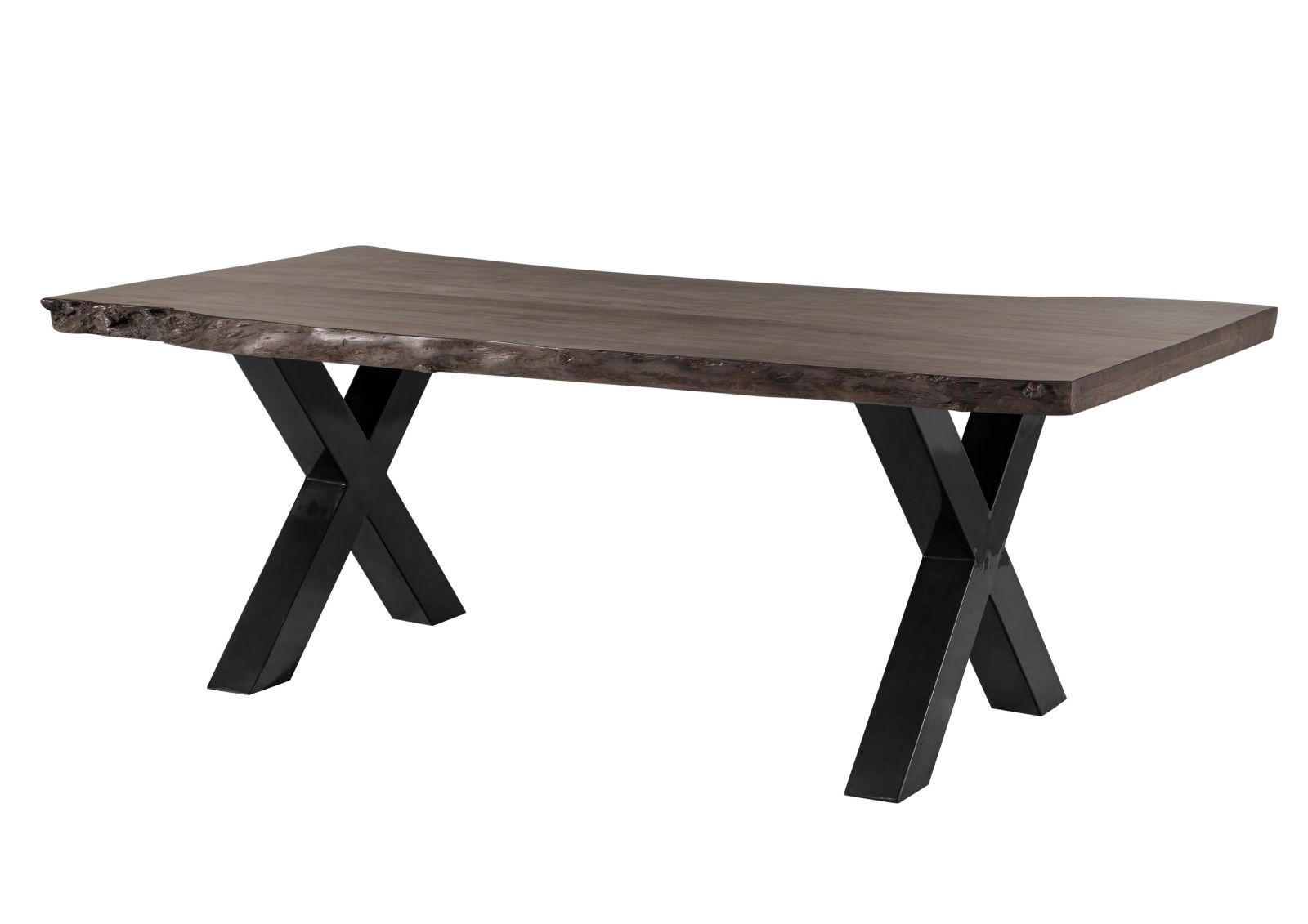 BAUMTISCH Akazie 180x90x77 grau lackiert / X-Beine anthrazit glänzend FREEFORM 5 - Grau, Holz (180/90/77cm) - Massivmoebel24