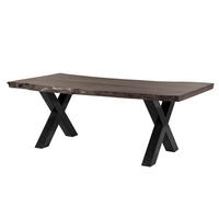 BAUMTISCH Akazie 180x90x77 grau lackiert / X-Beine anthrazit glänzend FREEFORM 5 - Grau, Holz (180/90/77cm) - Massivmoebel24