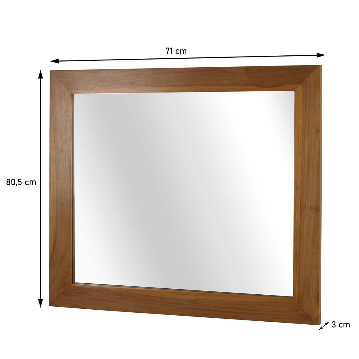 TEAK-WANDSPIEGEL Braun - Braun, Holz (80/71/3cm) - MCW