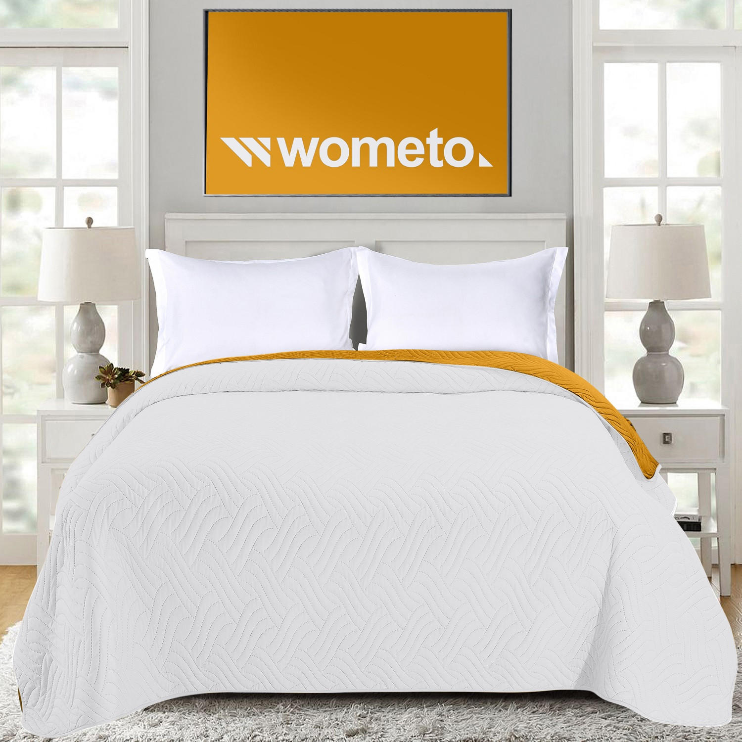 TAGESDECKE Wende-Design gelb 220/240 cm Duo-Color - Gelb, Textil (220/240cm) - wometo