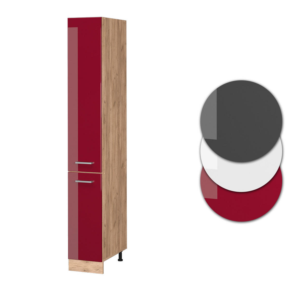 APOTHEKERSCHRANK R-Line Rot Hochglanz 30 cm - Honigeiche/Bordeaux, Holzwerkstoff (30/206.8/57.2cm) - Vicco