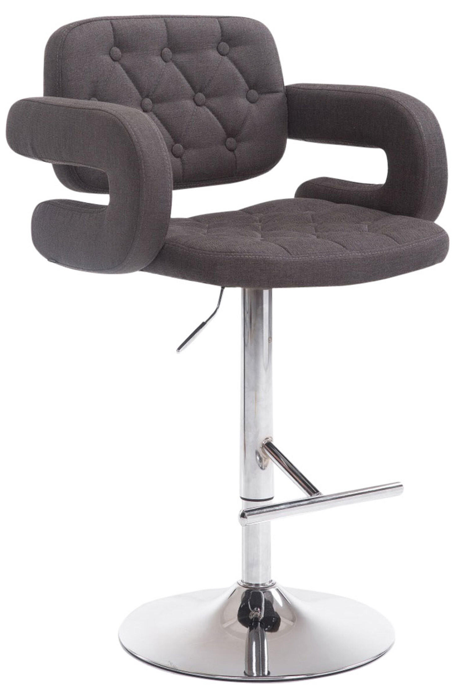 BARHOCKER Dubai, Gestell Metall in Chromoptik, STOFF Dunkelgrau - Chromfarben/Dunkelgrau, Textil/Metall (52/100/55cm) - TPFLiving