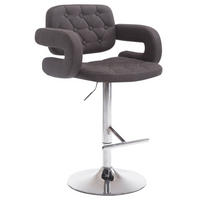 BARHOCKER Dubai, Gestell Metall in Chromoptik, STOFF Dunkelgrau - Chromfarben/Dunkelgrau, Textil/Metall (52/100/55cm) - TPFLiving