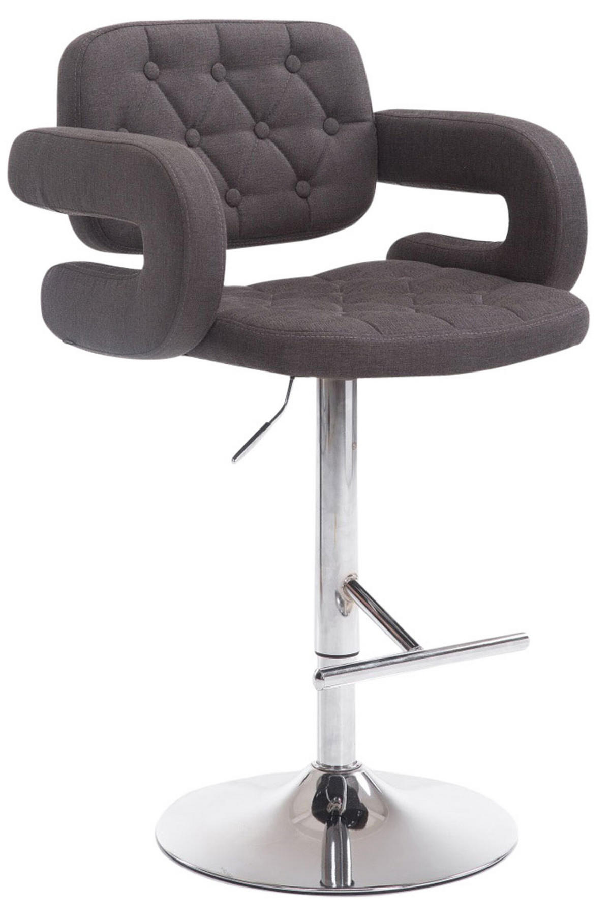 BARHOCKER Dubai, Gestell Metall in Chromoptik, STOFF Dunkelgrau - Chromfarben/Dunkelgrau, Textil/Metall (52/100/55cm) - TPFLiving