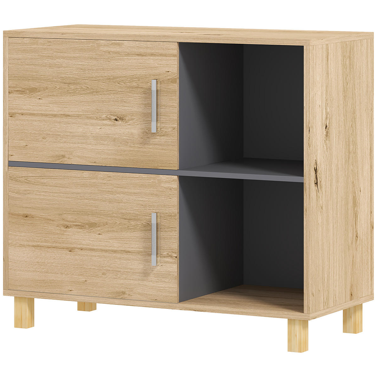 MIDISCHRANK DE-12444 80/35/70 cm mit offenen Fächern Naturholz - Naturfarben, Holzwerkstoff (35/70/80cm) - ComfortXL
