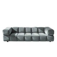 SOFA 4-Sitzer, Couch, Veloursstoff Bluvel, Blaugrau, Averro - Blaugrau, Holz (280/70/96cm) - Kaiser Möbel