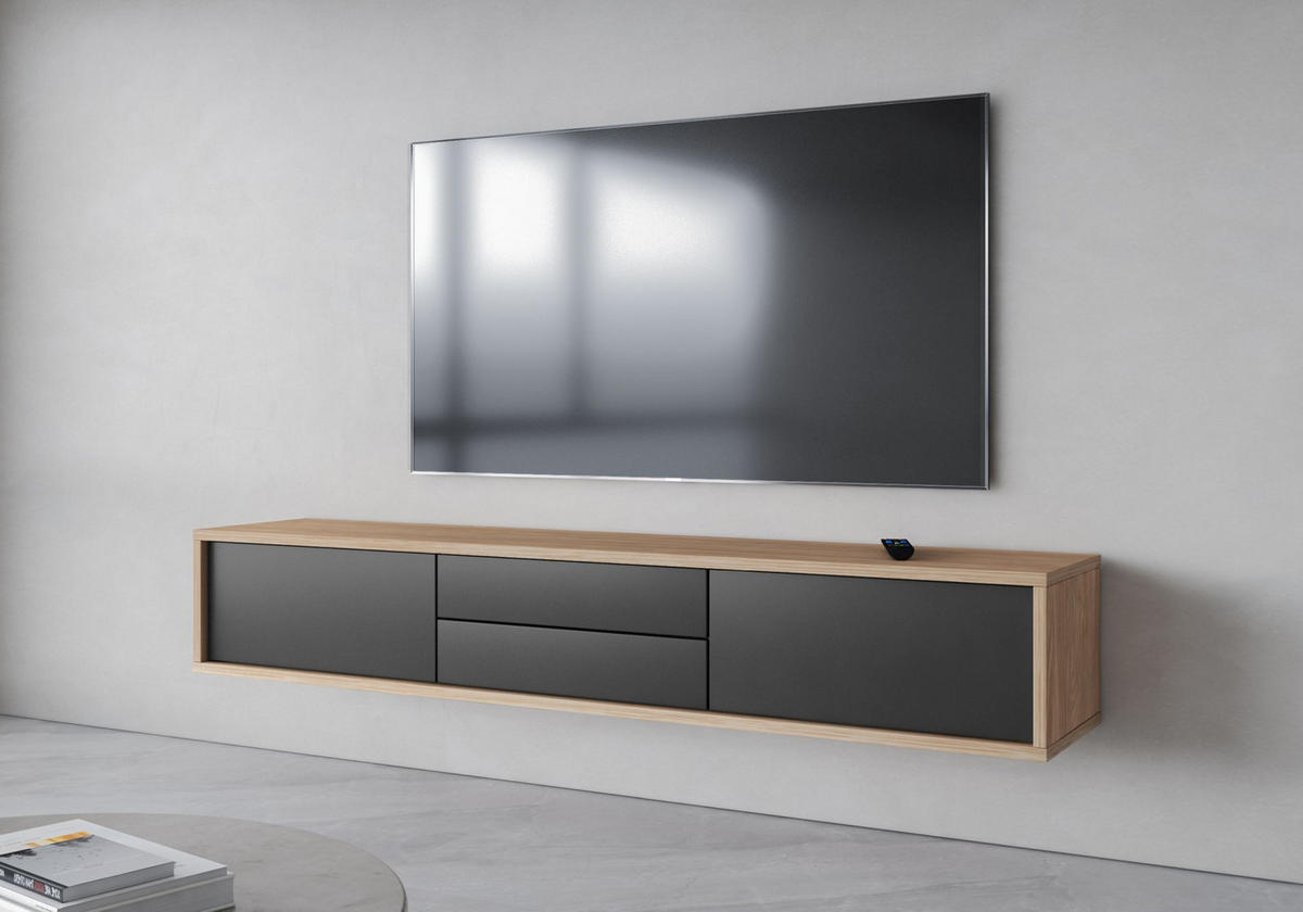 TV-LOWBOARD Moddern Eiche / Anthrazit 180 cm - Anthrazit/Beige, Holzwerkstoff (180/32/36cm) - Selsey