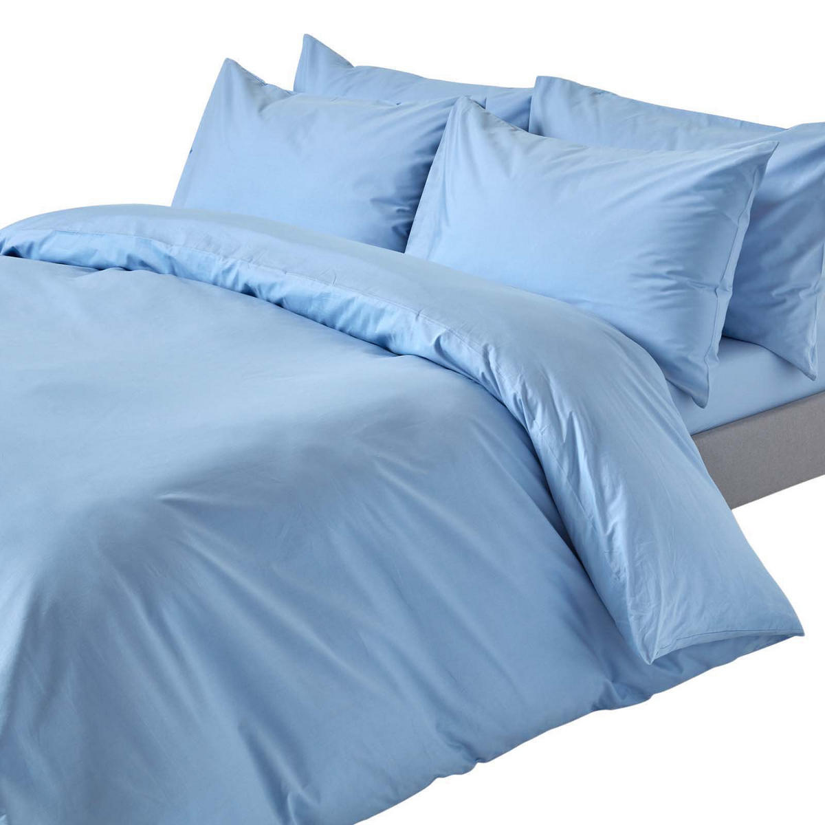 BETTWÄSCHE Perkal Fadendichte 200 - Blau, Textil (260/220cm) - Homescapes
