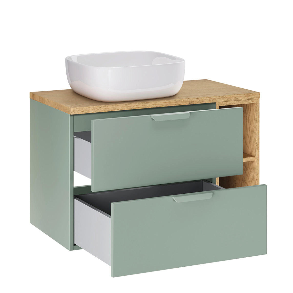 BADMÖBEL 80.6cm Oria 2er-Set Grün - Grün, Holzwerkstoff (80.6/50/46.5cm) - Petits-meubles