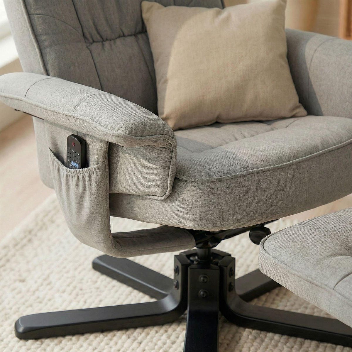 RELAXSESSEL CHARLY - Schwarz/Grau, Textil (76/87/61cm) - IDIMEX