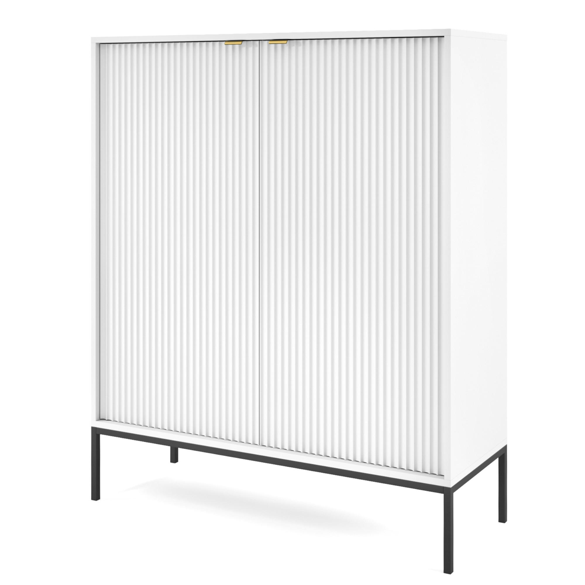 SIDEBOARD NANAIMO KOM1-2D Profilierte Fronten, Weiß - Weiß, Holzwerkstoff/Kunststoff (104/125/39cm) - Komodee