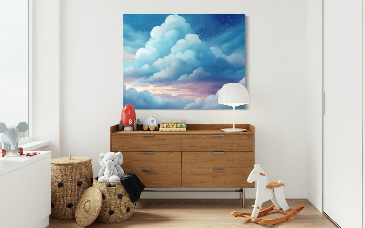 WANDBILD blaue wolken - Blau, Textil (60/40cm) - Feeby