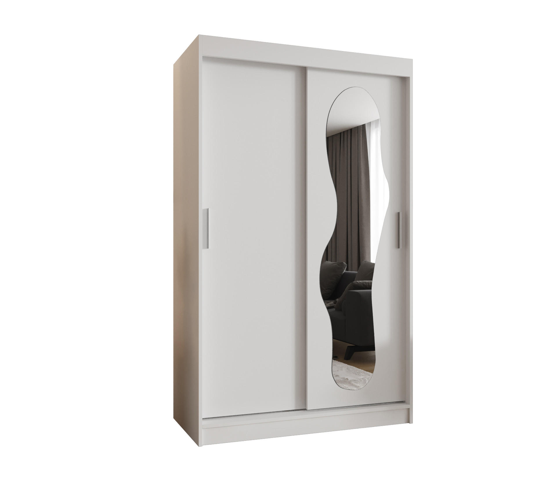 SCHWEBETÜRENSCHRANK 200/120/62 2-türig - Silberfarben/Weiß, Holz (120/200/62cm) - MÖBEL KRYSPOL