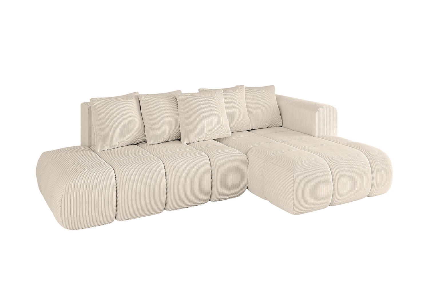 ECKSOFA Ottomane Rechts CLOUD-L-v1 289x180x40 Beige Cord - Beige, Holzwerkstoff/Kunststoff (289/180cm) - ALTDECOR