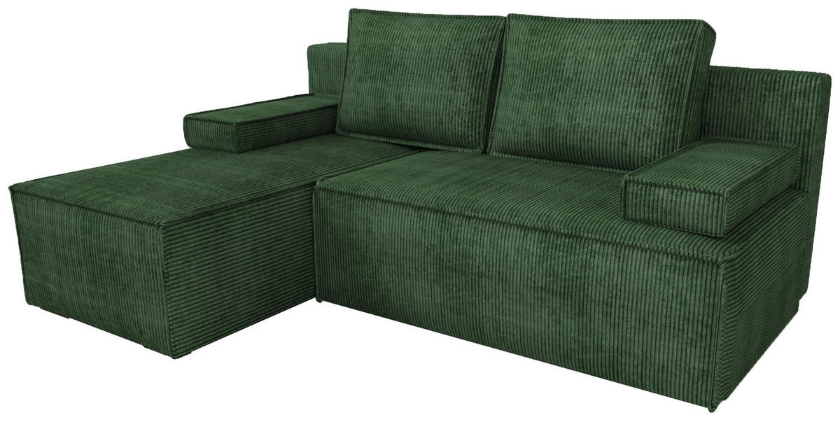 ECKSOFA Caspar mit Schlaffunktion Grün Cord - Grün, Textil (200/141cm) - Bromarkt