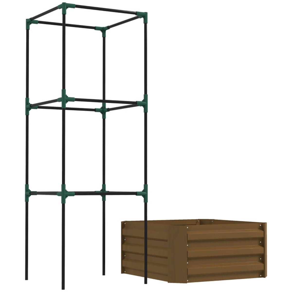 HOCHBEET 61x61x140 cm Spalier Rankhilfe offen wetterfest braun - Braun, Metall (61/140/61cm) - Fortuna Lai