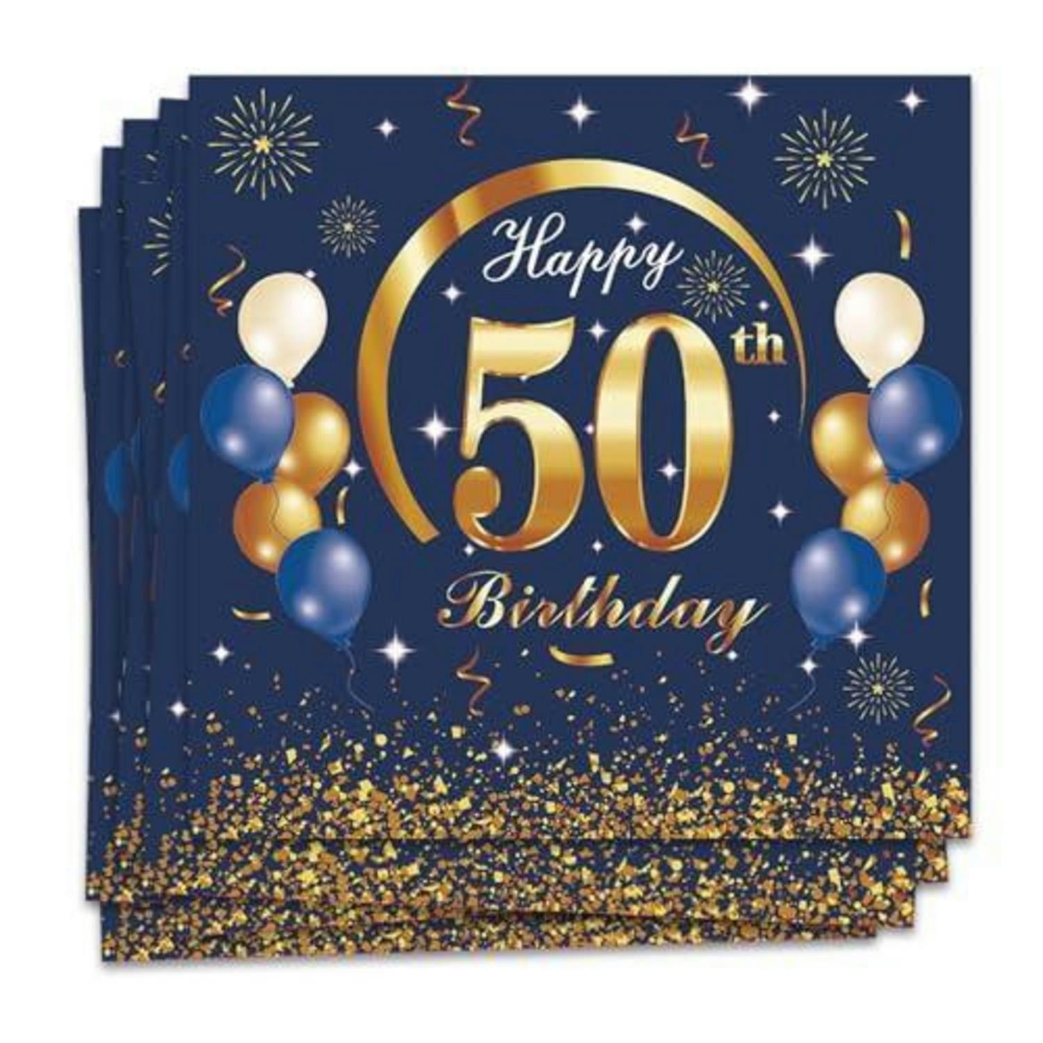 SERVIETTEN 20 Stück 50. Geburtstag Blau Gold 16.5 cm - Blau, Papier (16.5/16.5cm)