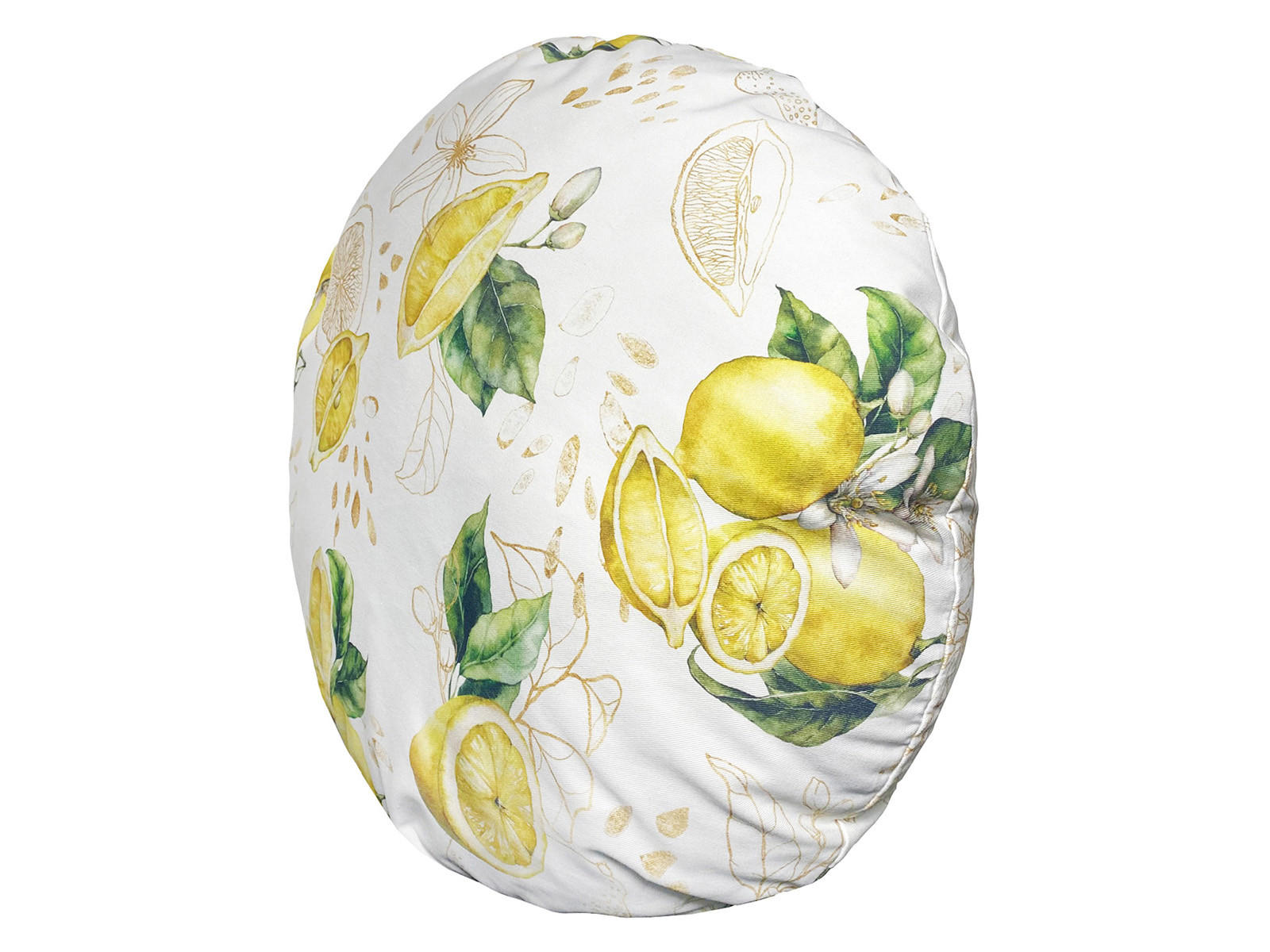 KISSENHÜLLE Rund Italy Collection Zitronen 60 cm Ø - Ecru/Gelb, Textil (60/60cm) - beties Heimtextil