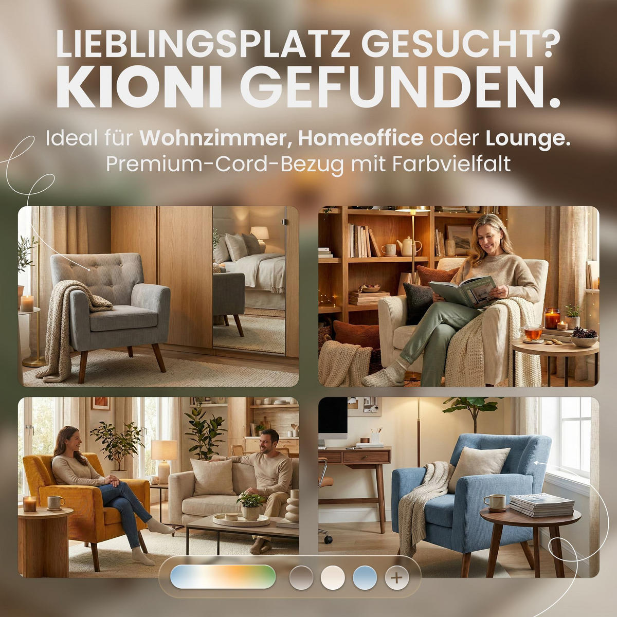 SESSEL Cord Creme - Creme/Braun, Holz/Textil (72/80/74cm) - CLP