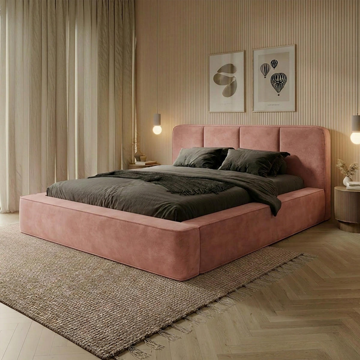 POLSTERBETT RANDELA 160x200 cm, Hellrosa - Pink, Textil (200/160cm) - Fedve